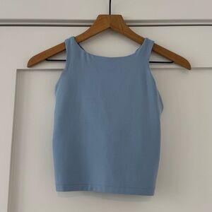 Athlete light blue sports top